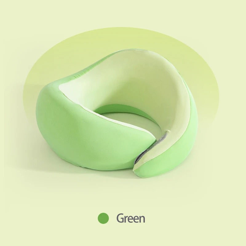 Portable Memory Foam Neck Pillow – U-Shaped Travel Pillow for Cervical Support, Camping, and Rest - Delicate Leather