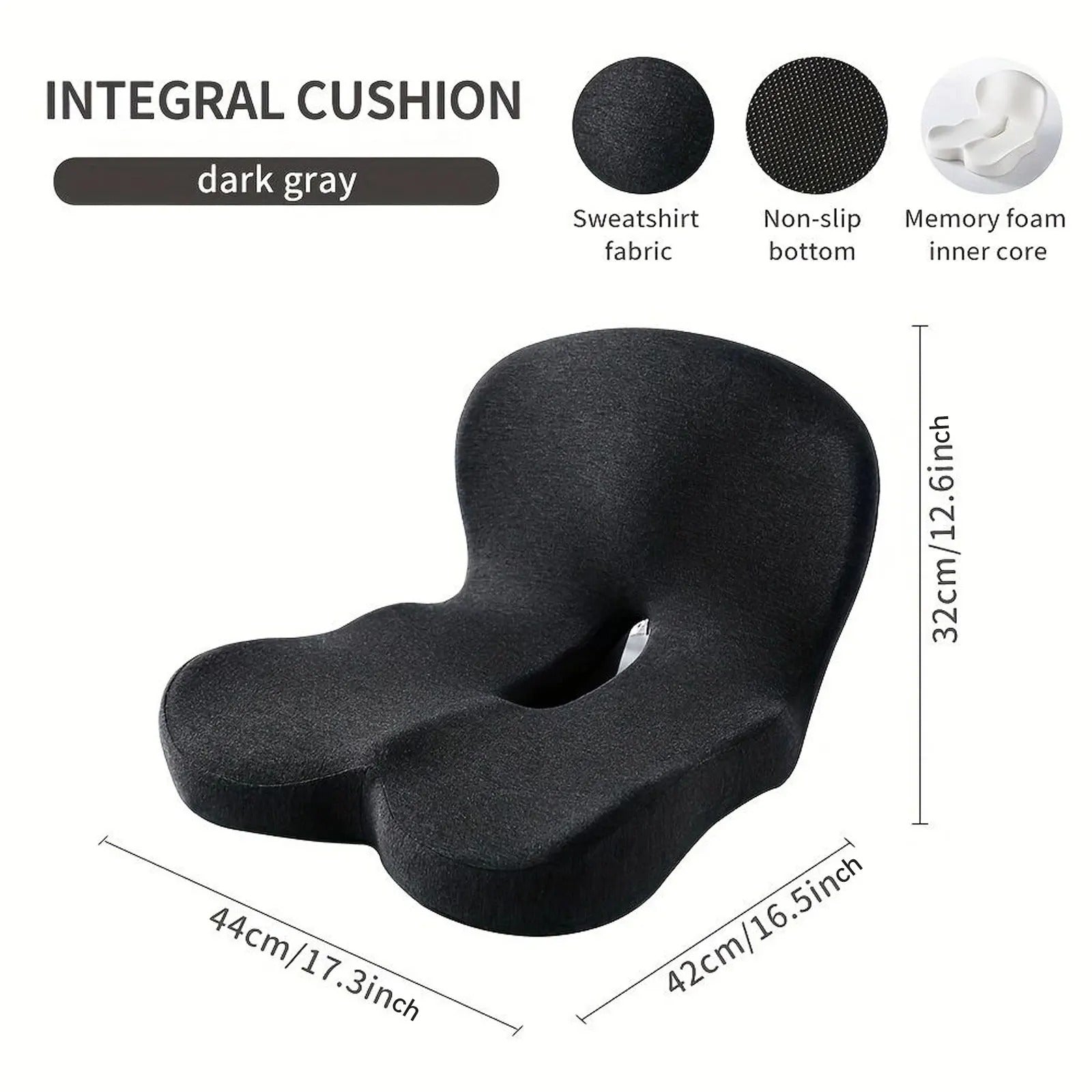 Memory Foam One-Piece Seat Cushion and Backrest – Ergonomic Support for Office, Car, and Chair Use - Delicate Leather