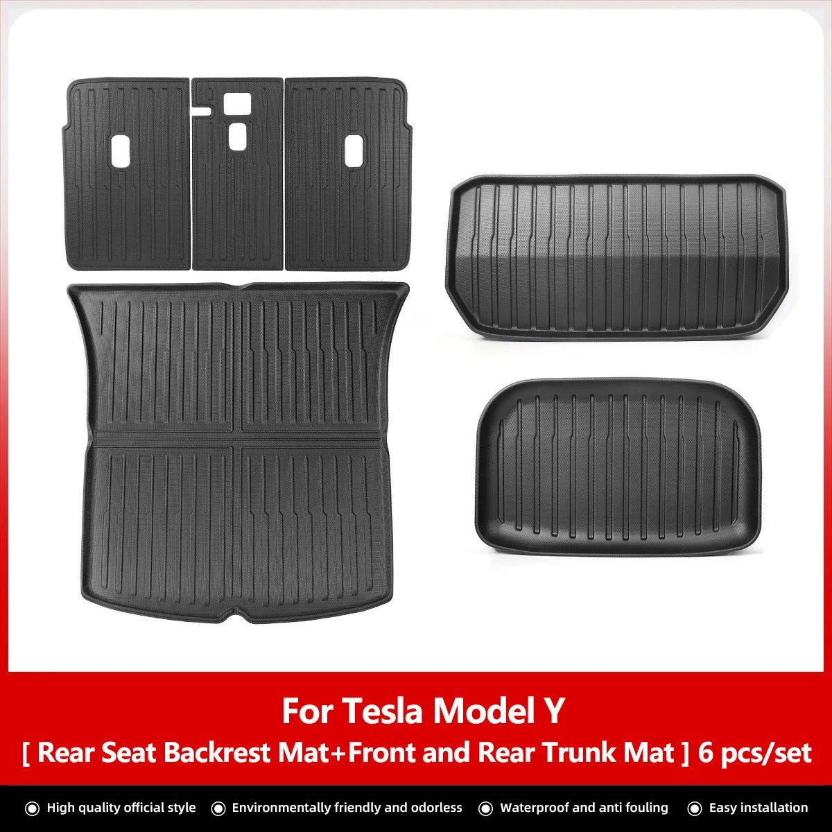 Rear Seat Backrest Protective Pad & Trunk Mat – For Tesla Model Y (2021-2024) - Delicate Leather