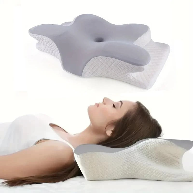 Butterfly Shaped Memory Foam Neck Pillow – Orthopedic Pain Relief for Sleeping, Anti-Snore and Anti-Apnea - Delicate Leather