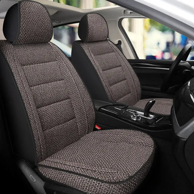 Universal Linen Car Seat Cover – Breathable Protector for Cars, SUVs, Trucks, and Vans - Delicate Leather
