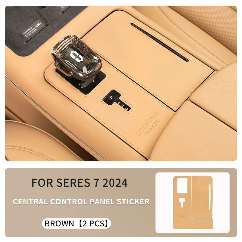 Leather Central Control Panel Stickers & Cup Mat – For SERES AITO M7 2024 - Delicate Leather