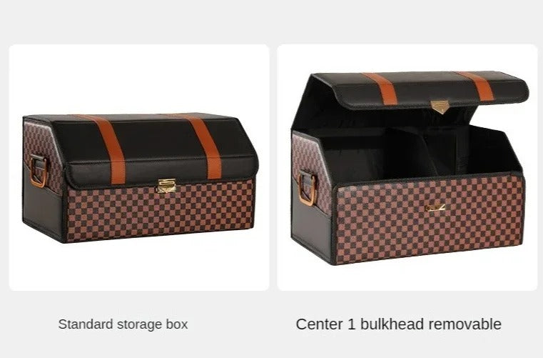 Premium Leather Car Trunk Organizer – Versatile, Foldable Storage Solution for Travel, Camping, and Everyday Car Use - Delicate Leather