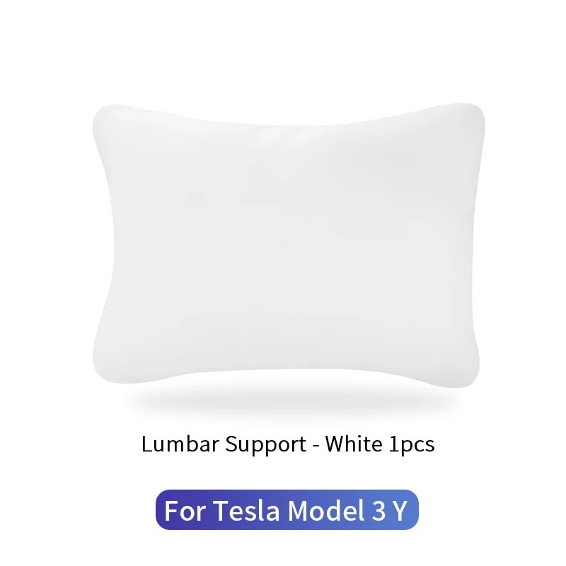 Neck Pillow and Lumbar Support for Tesla Model 3 / Model Y (2018-2024) – Premium Leather Seat Accessories - Delicate Leather