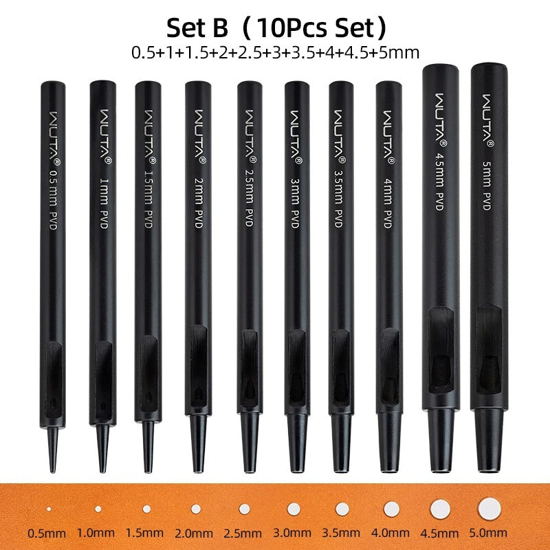 Plating Titanium Leather Hollow Punching Tool Set - Round Hole Puncher for DIY Crafts - Delicate Leather