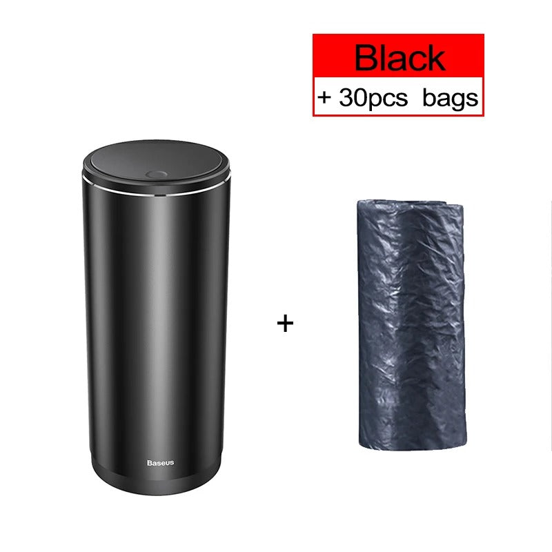 Mini Car Trash Bin – Compact Metal Garbage Container for Auto Interior - Delicate Leather