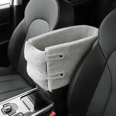Small Pet Car Safety Seat - Portable Console Pet Nest for Cats & Small Dogs - Delicate Leather