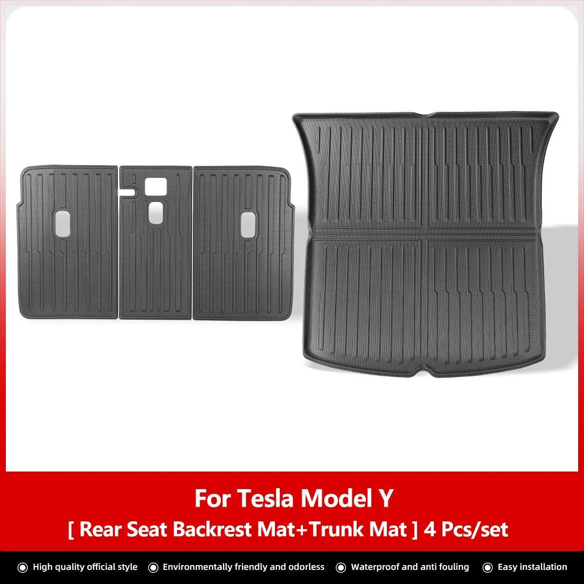 Rear Seat Backrest Protective Pad & Trunk Mat – For Tesla Model Y (2021-2024) - Delicate Leather