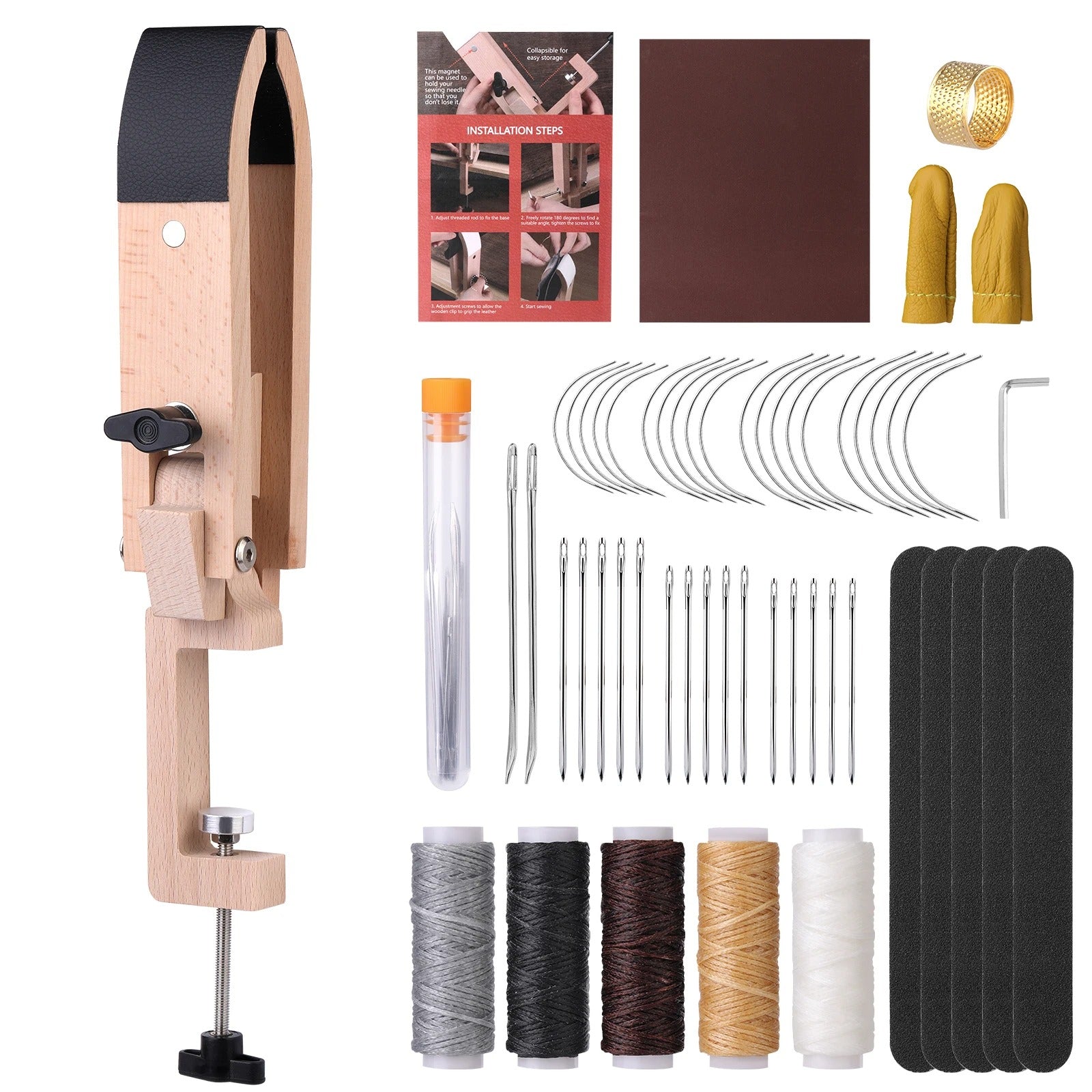 Leather Stitching Sewing Pony – Versatile Clamp with Needles and DIY Handworking Tools Set - Delicate Leather