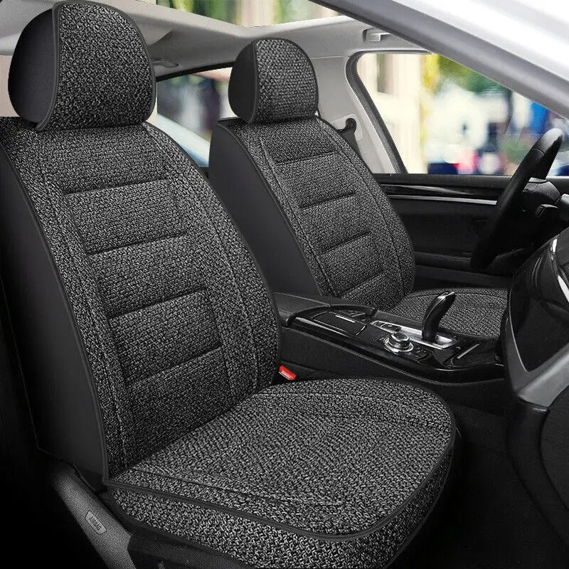 Universal Linen Car Seat Cover – Breathable Protector for Cars, SUVs, Trucks, and Vans - Delicate Leather