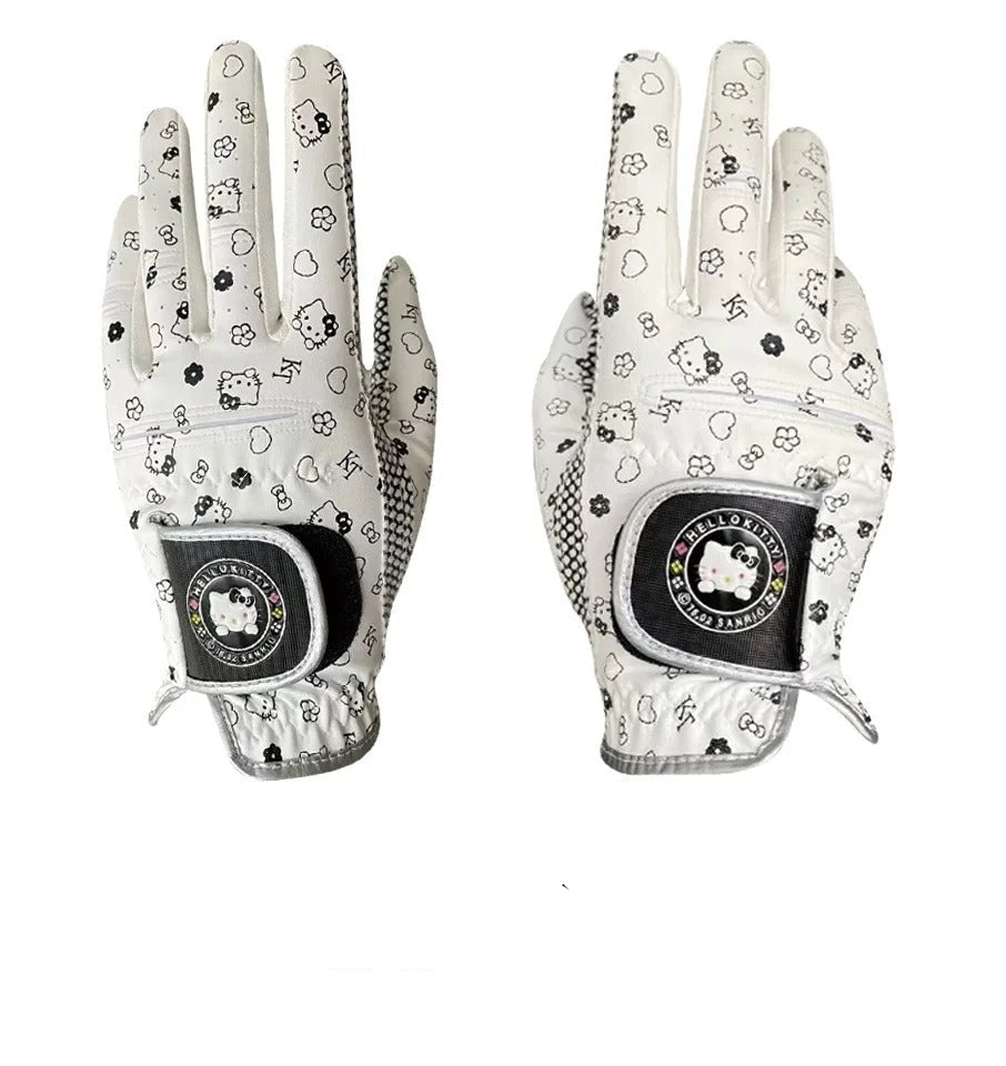 Women's Cat Lady Golf Gloves – Non-Slip Silicone Palm, Fashionable & Wear-Resistant - Delicate Leather