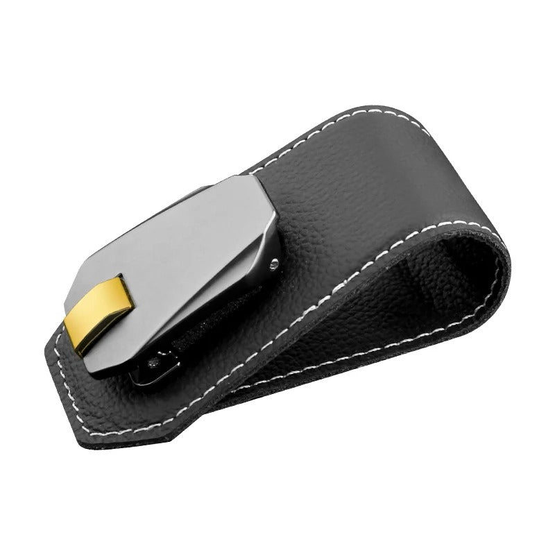 Car Glasses Clip – Multi-Functional Cowhide Sunglasses Holder with Pulley Design