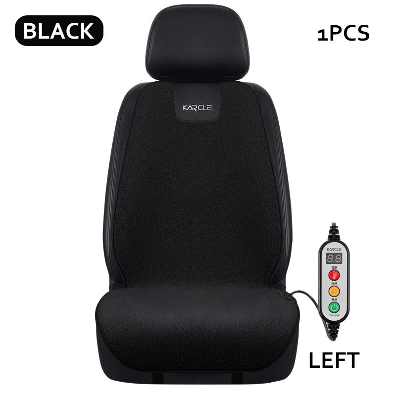 Heated Fleece Car Seat Cover with Graphene Heating – Fast Warm Plush Seat Protector for Winter - Delicate Leather