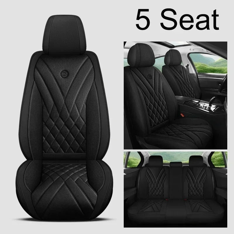 Universal Full Coverage Flax Car Seat Cover - Stylish Protection for Car Models - Delicate Leather