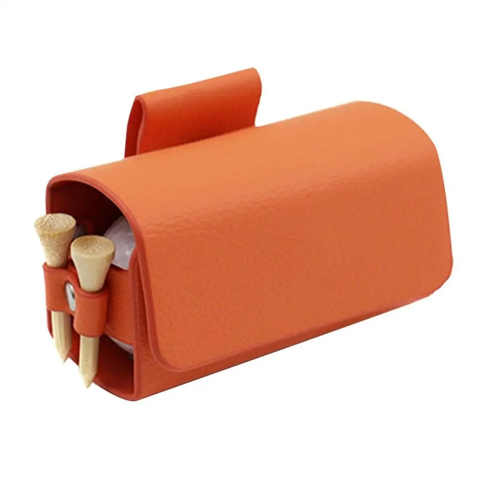 Portable Golf Storage Waist Bag – Fanny Pack with Hanging Clip for Golf Balls & Tees - Delicate Leather