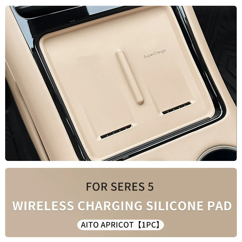 Wireless Charging Silicone Pad – Non-Slip Phone Mat for SERES Huawei AITO M7/M5 - Delicate Leather