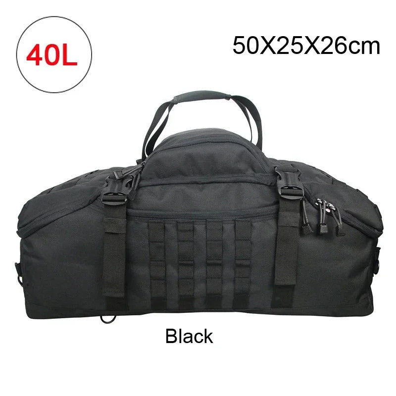40L/60L/80L Molle Tactical Duffel Backpack – Multi-Function Gym, Travel & Outdoor Bag - Delicate Leather