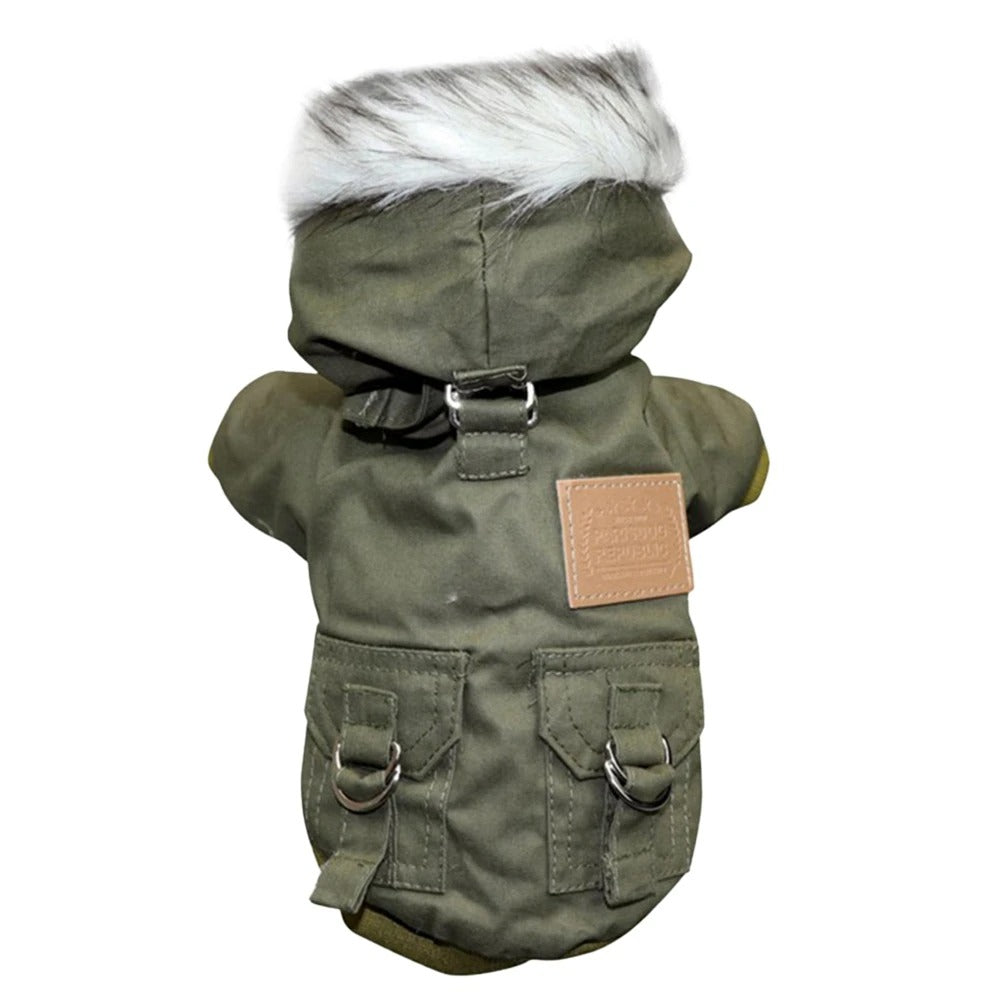 Winter Dog Mountaineering Coat – Thicken Warm Hoodie for Small and Medium Dogs - Delicate Leather
