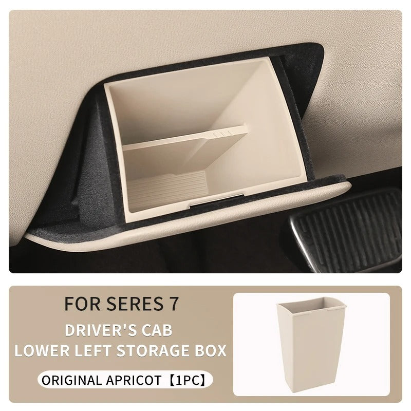 Driver's Cab Lower Left Storage Box – Layered Central Control Organizer for SERES 7 & HUAWEI AITO M7 - Delicate Leather