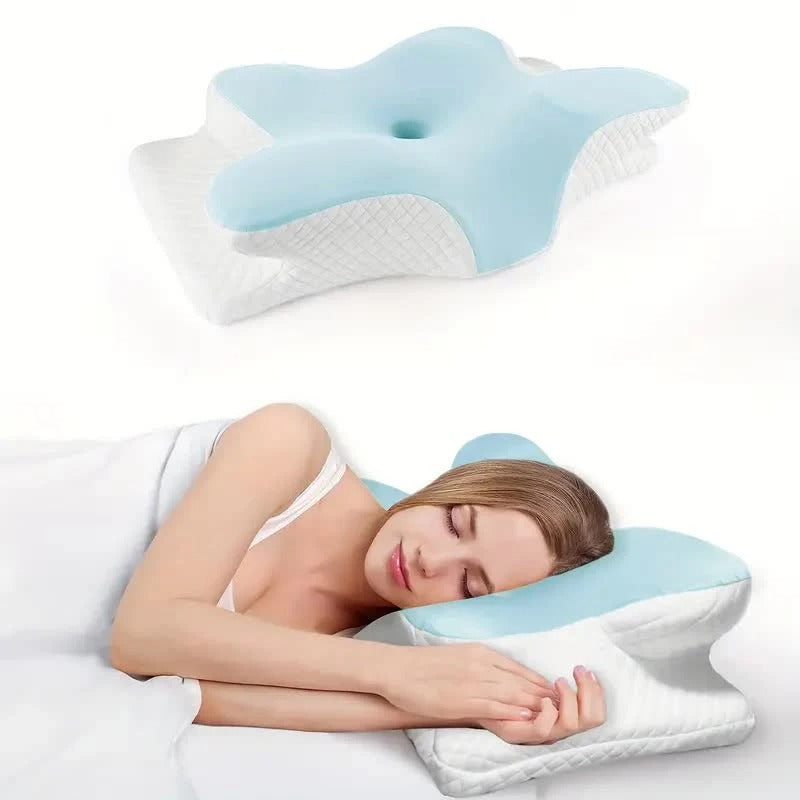 Butterfly Shaped Memory Foam Neck Pillow – Orthopedic Pain Relief for Sleeping, Anti-Snore and Anti-Apnea - Delicate Leather