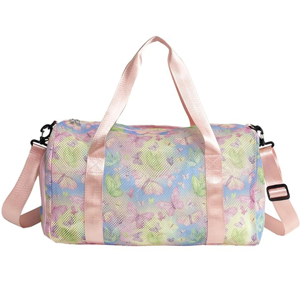 Mesh Travel Duffle Bag – Large-Capacity Weekender with Shoe Compartment & Wet-Dry Separation - Delicate Leather