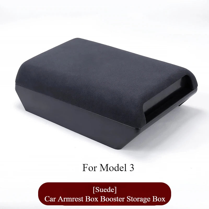 Car Armrest Box Booster Storage Box – For Tesla Model Y & New Model 3 Highland 2024 - Delicate Leather