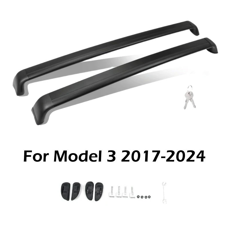 2024 Lockable Roof Rack Cross Bars for Tesla Model 3 & Model Y (2017-2024) - Antitheft Luggage Carrier