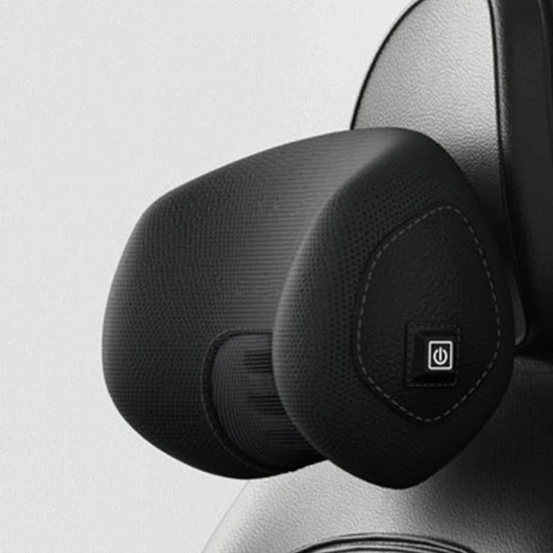 Car Massage Neck Pillow and Lumbar Support Pad – Universal Headrest and Back Support for Travel and Relaxation - Delicate Leather