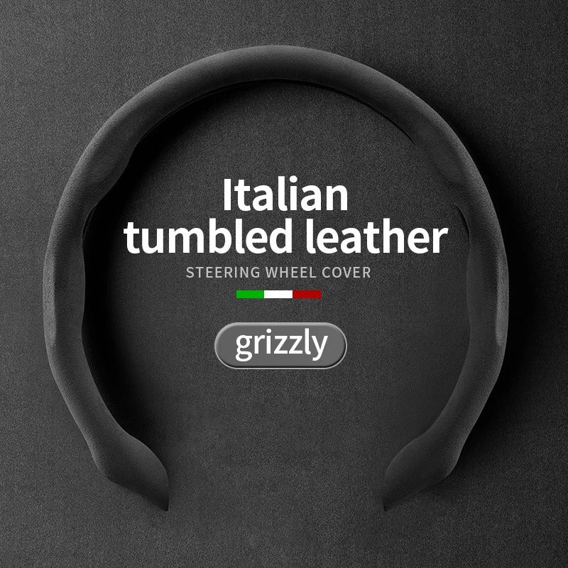 Ultra-Thin Suede Steering Wheel Cover – Sweat-Absorbing & Anti-Slip Handlebar Grip - Delicate Leather