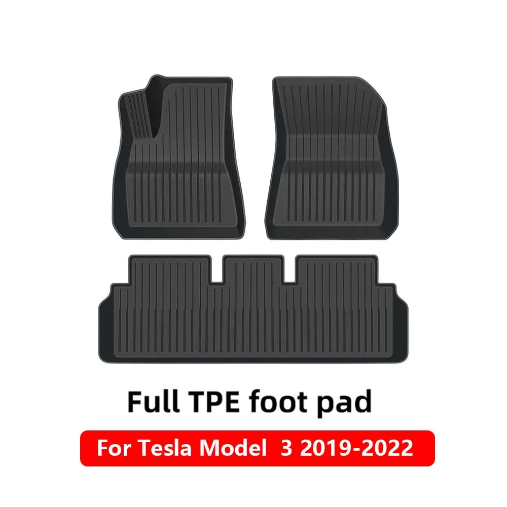 TPE Waterproof Non-Slip Floor Mats for Tesla Model 3/Y (2019-2024) - All-Weather Protection and Eco-Friendly Car Accessories - Delicate Leather