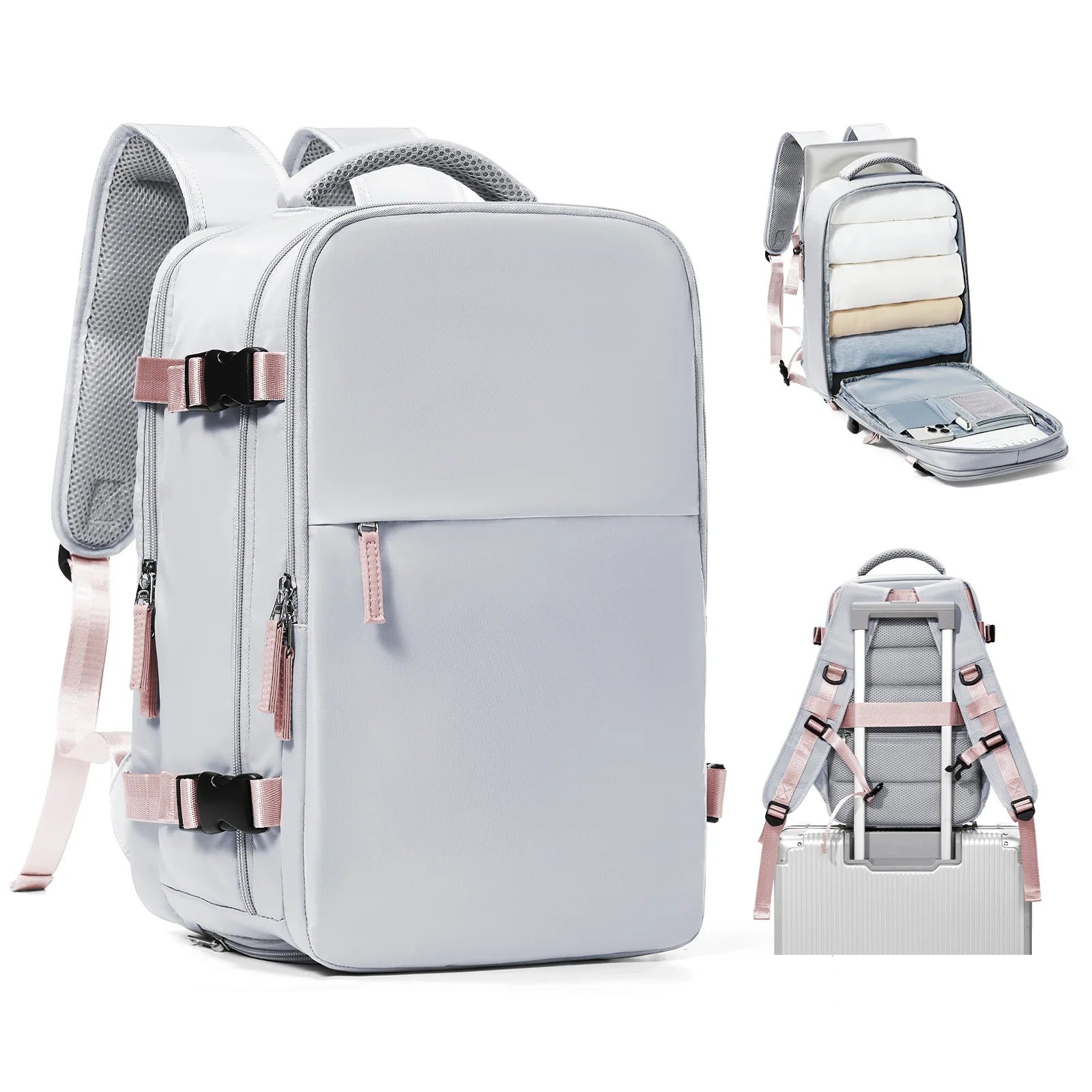 Large Carry-On Travel Backpack – Women's College & Work Laptop Bag with Shoe Compartment - Delicate Leather