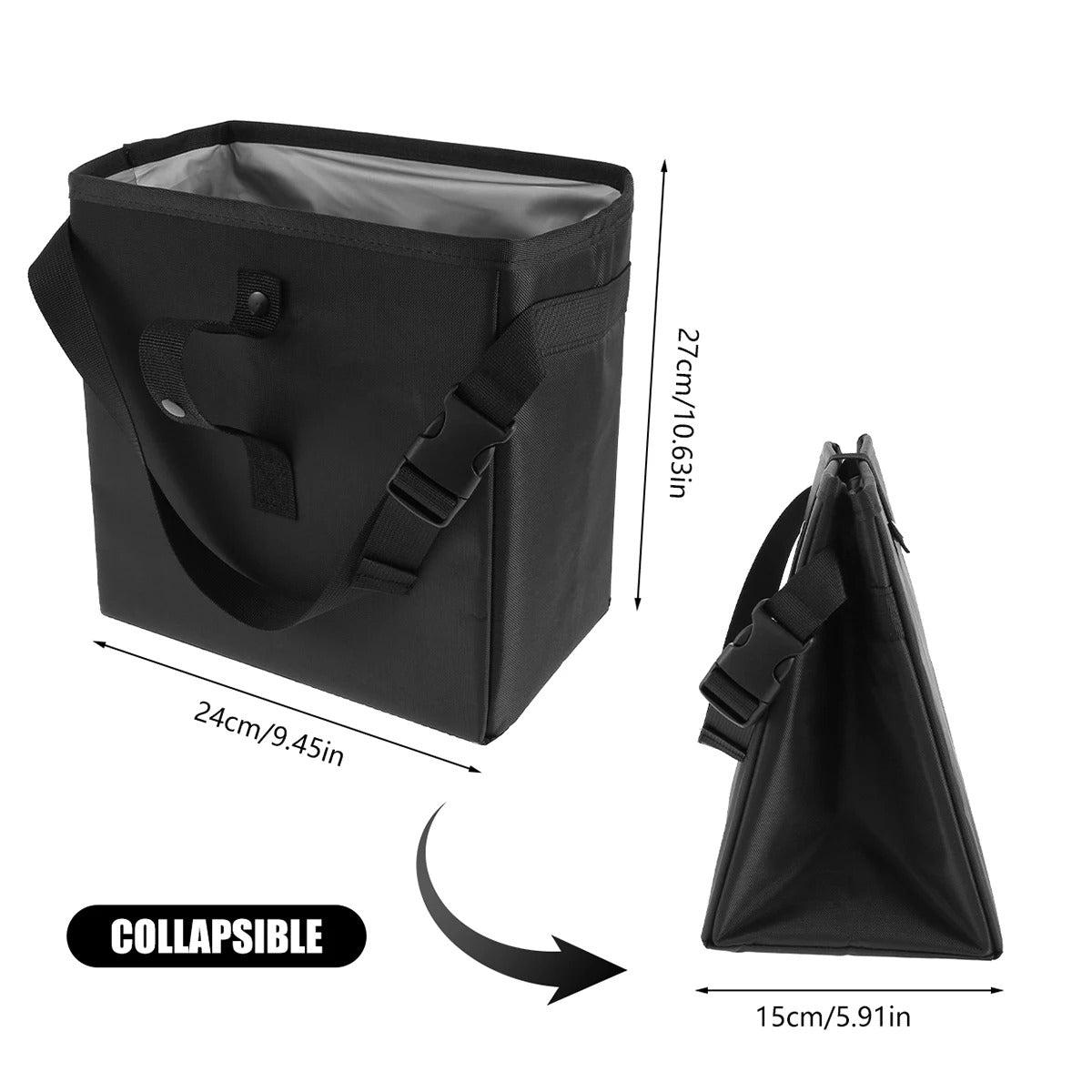 Foldable Waterproof Car Trash Can – 6.5L/8.5L Large Capacity Garbage Bag & Storage Organizer with Hanging Strap - Delicate Leather