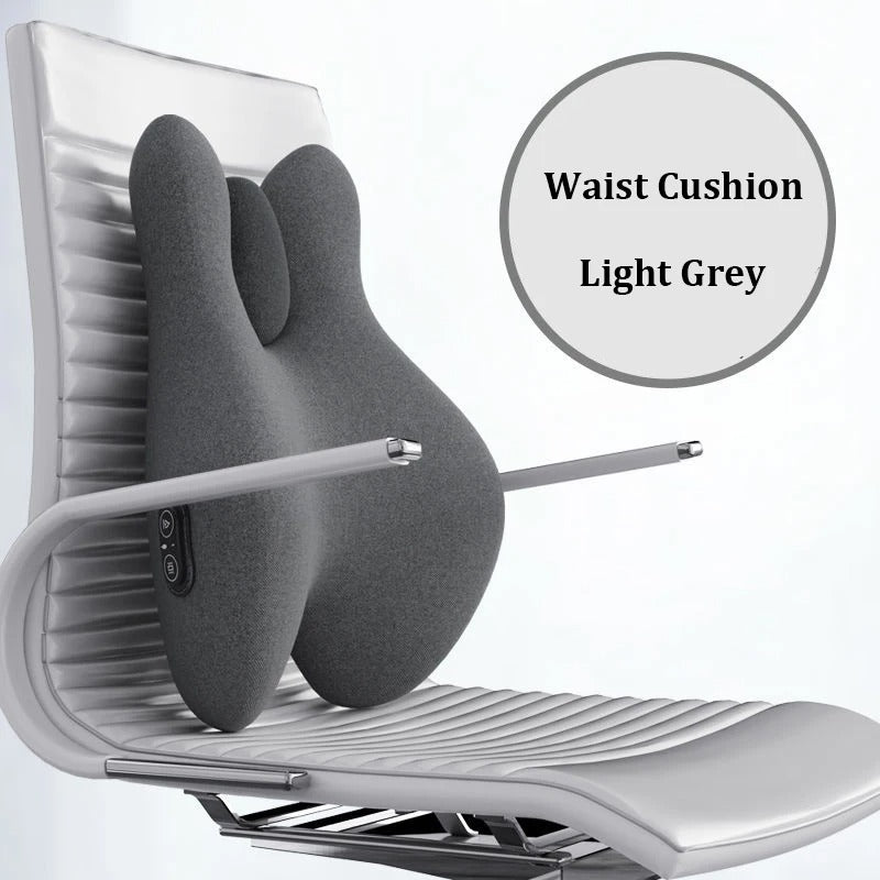 Memory Foam Electric Massage Chair Cushion Set – Hot Compress for Waist Pain Relief in Car, Office, or Home - Delicate Leather