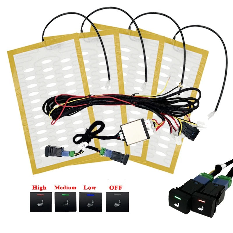 Car Seat Heater Kit for 2 Seats - Carbon Fiber/Alloy Wire Heating Pads with 3-Level Switch