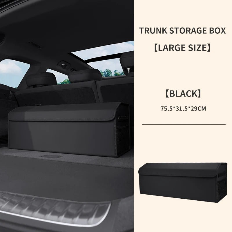 Large-Capacity PU Folding Car Trunk Storage Box with Lid – Portable Organizer for SERES AITO M5/M7/M9 - Delicate Leather