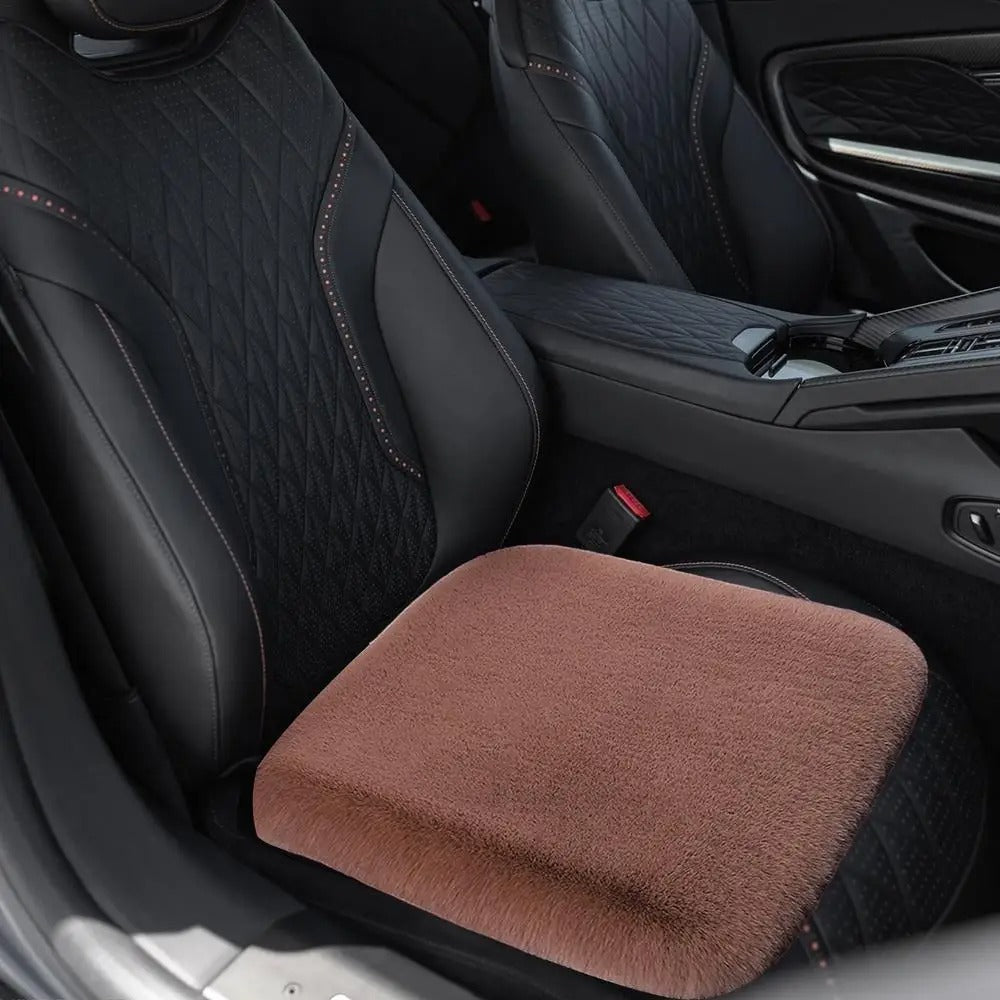Plush Car Seat Cushion – Warm & Cozy Winter Seat Cover for All Vehicles - Delicate Leather