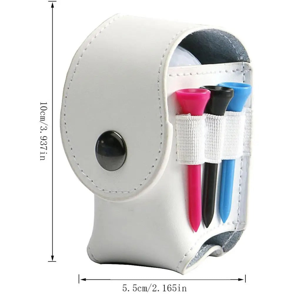 Cowhide Leather Golf Ball & Tee Holder – Portable Storage Pouch with Divot Tool Carrier - Delicate Leather