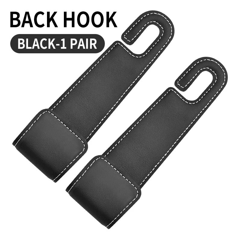 Car Seat Back Hooks – Leather Hooks for Small Object Storage - Delicate Leather