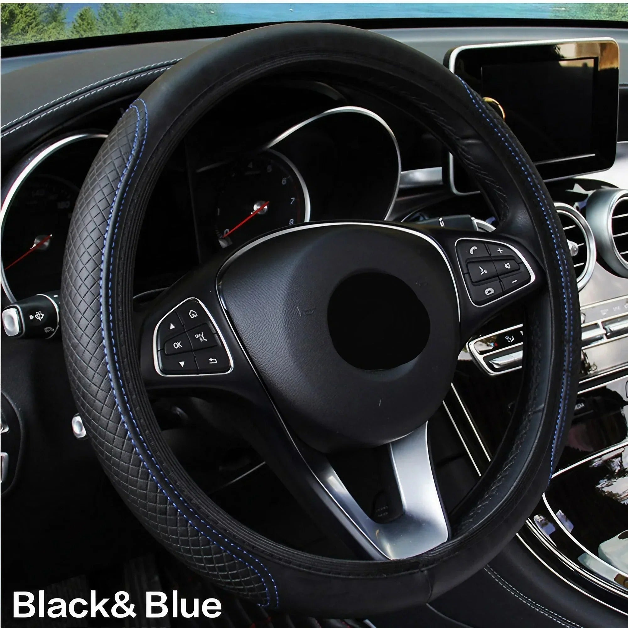 Breathable PU Leather Anti-Slip Universal Steering Wheel Cover – Premium Interior Protection and Decoration Accessory - Delicate Leather