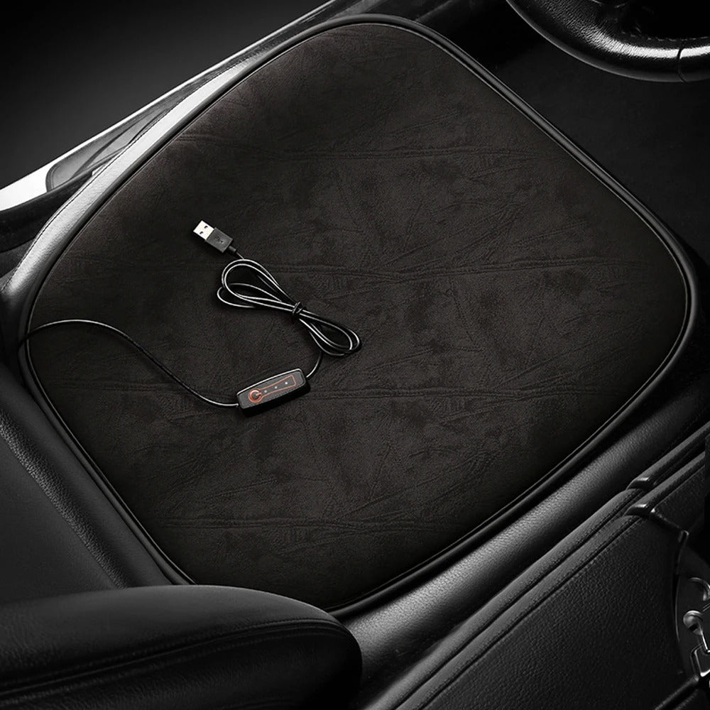 Universal USB Heated Car Seat Cushion – Winter Warm Plush Pad for Ultimate Comfort - Delicate Leather