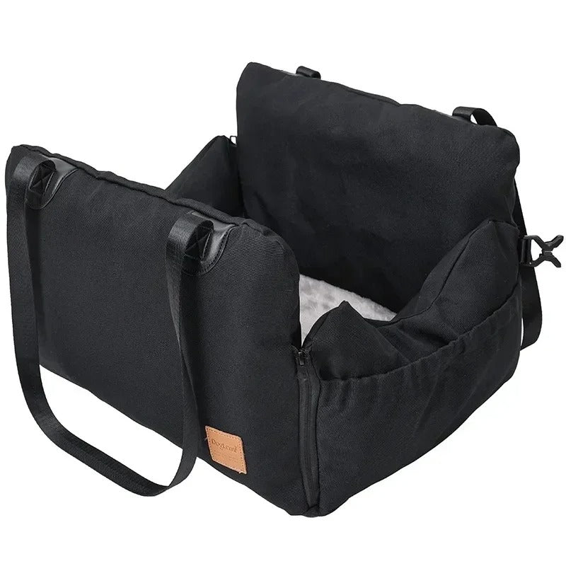 Thick Pet Car Seat Travel Carrier - Detachable, Washable, Ultra-Soft Travel Bed for Cats & Dogs - Delicate Leather
