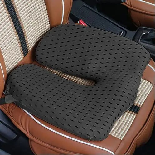 Memory Foam Car Cushion Set – Lumbar Support & Seat Cushion for Driving, Office, and Home - Delicate Leather