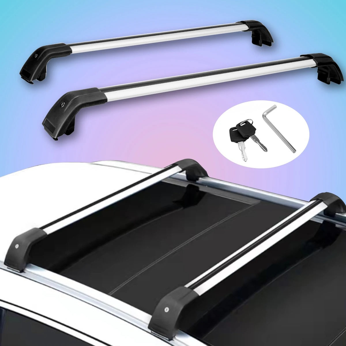 2PCS Roof Rack Crossbars for Mazda CX-90 (2023-2024) - Lockable Aluminum Alloy Roof Rails - Delicate Leather