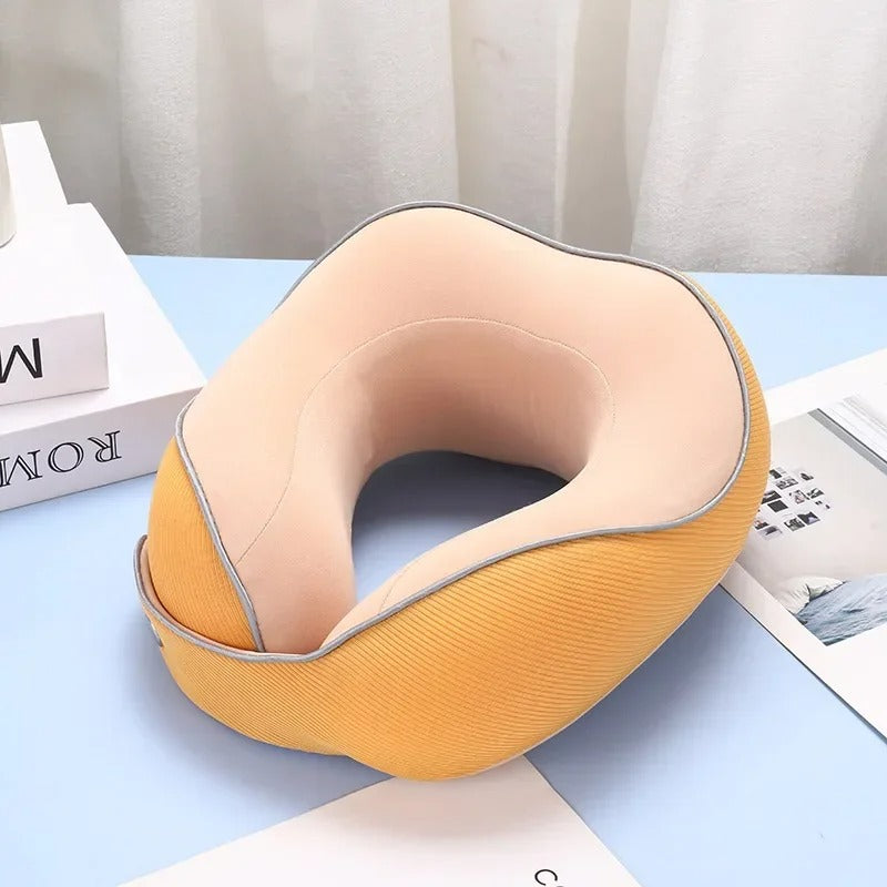 Portable U-Shaped Memory Cotton Travel Pillow – Disassemblable, Washable, and Magnetic Buckle Design - Delicate Leather