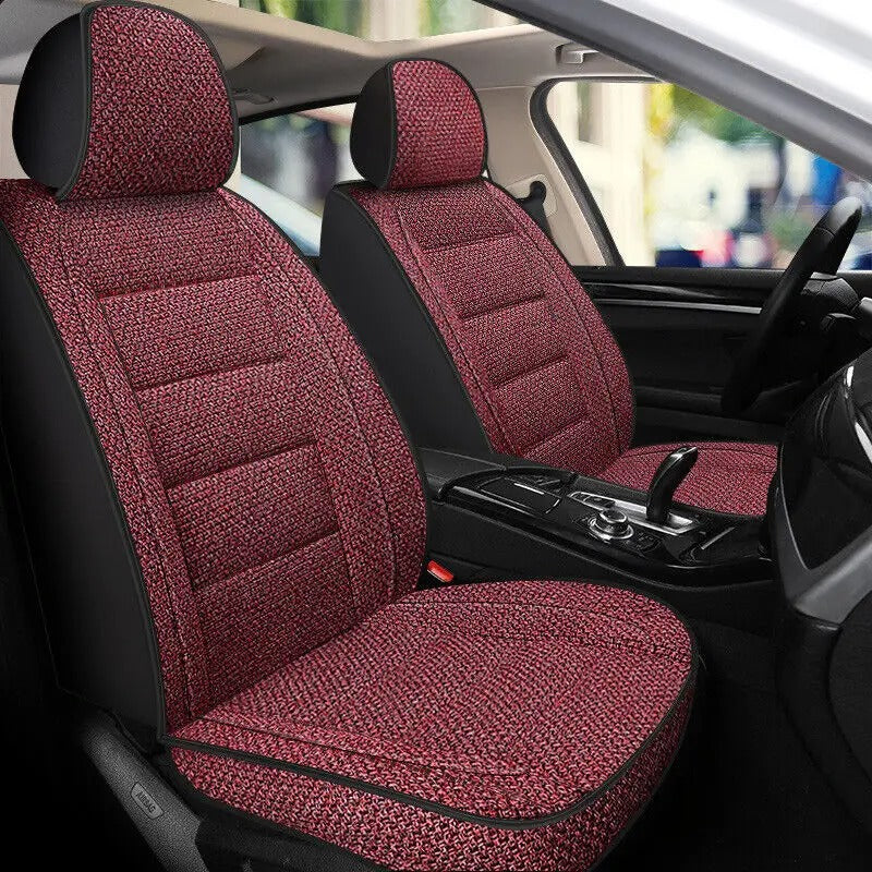 Universal Linen Car Seat Cover – Breathable Protector for Cars, SUVs, Trucks, and Vans - Delicate Leather