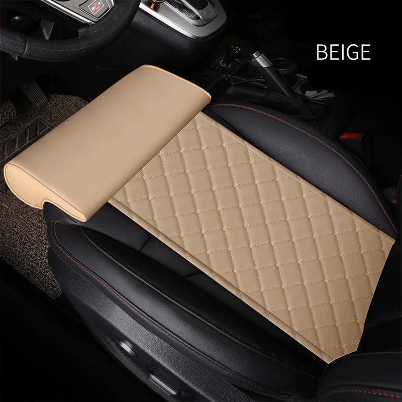 Leather Car Seat Extender Cushion – Memory Foam Leg Support Pillow for Long-Distance Driving and Office Use