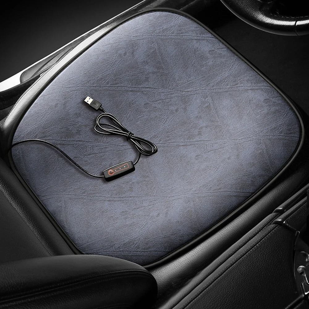 Universal USB Heated Car Seat Cushion – Winter Warm Plush Pad for Ultimate Comfort - Delicate Leather