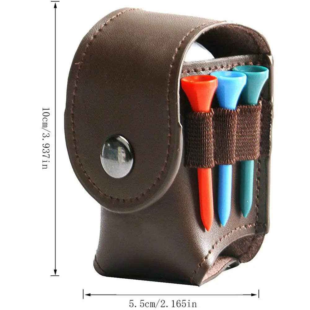 Cowhide Leather Golf Ball & Tee Holder – Portable Storage Pouch with Divot Tool Carrier - Delicate Leather