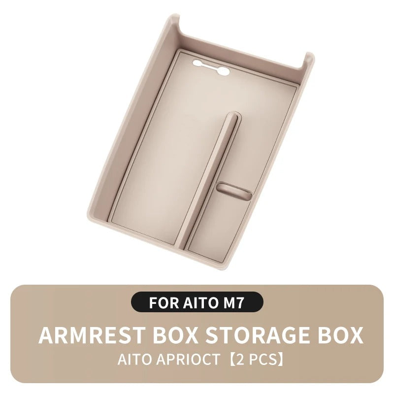 Centre Console Armrest Storage Box Tray – For SERES 7 & Huawei Aito M7 - Delicate Leather