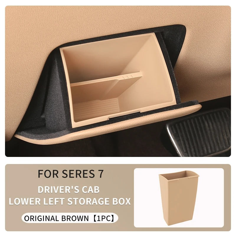 Driver's Cab Lower Left Storage Box – Layered Central Control Organizer for SERES 7 & HUAWEI AITO M7 - Delicate Leather